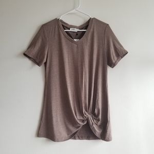 Brown knotted tshirt
